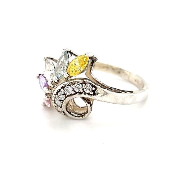 5-Marquis Cut Gems Sterling Silver 925 Ring - Picture 6 of 10